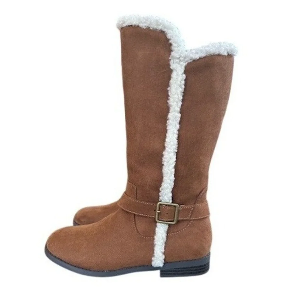 Thereabouts Kids Girls Tan Faux Suede Shearling Lined Boots Size 4‎ Medium